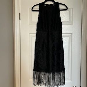 Black lace dress with fringe size small